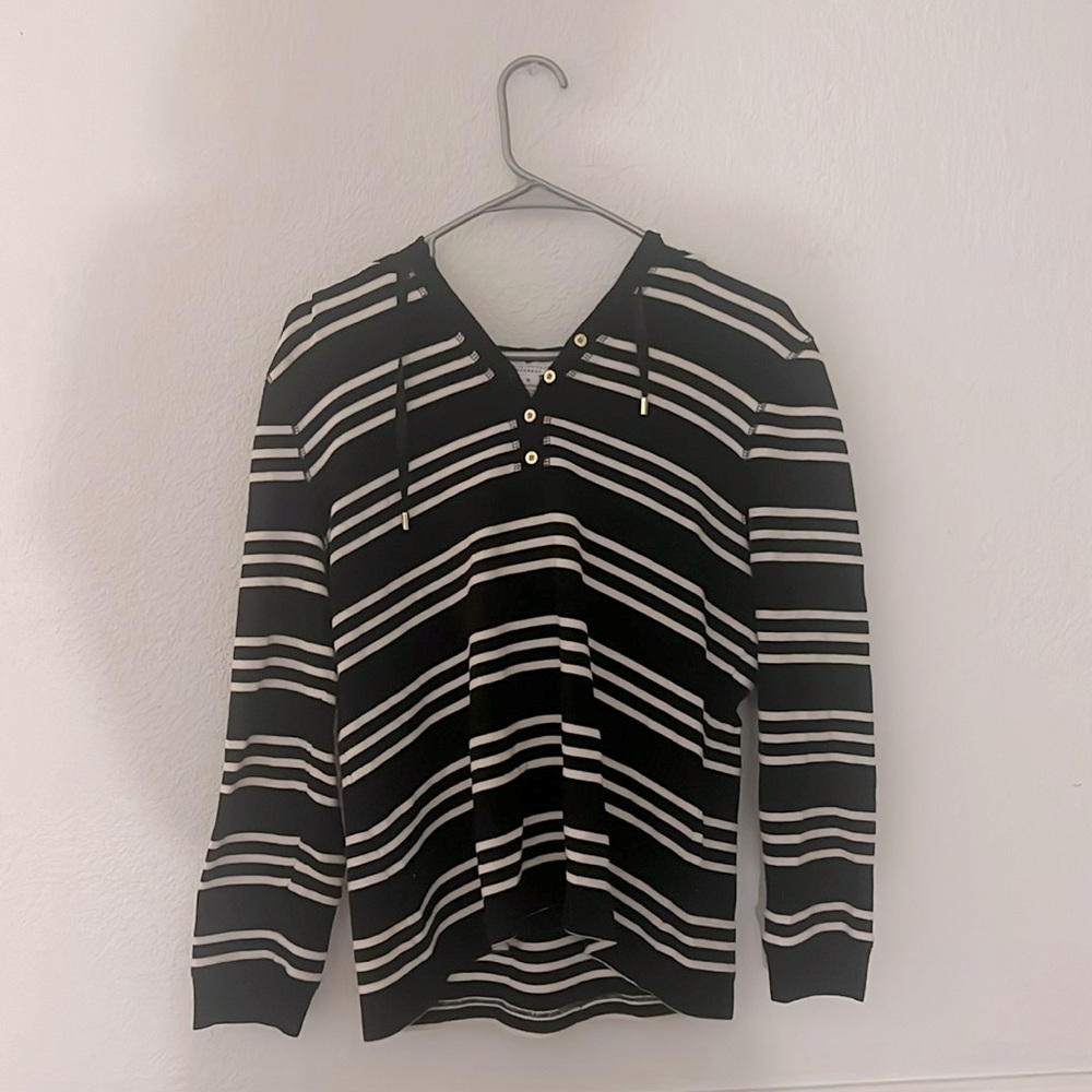 Charter Club Black and White Hooded Pullover